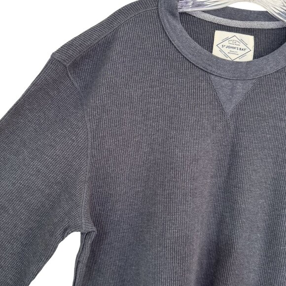 St. John’s Bay Men’s XL Thermal Long Sleeve Shirt Gray Waffle Knit Crewneck Top - Picture 2 of 7